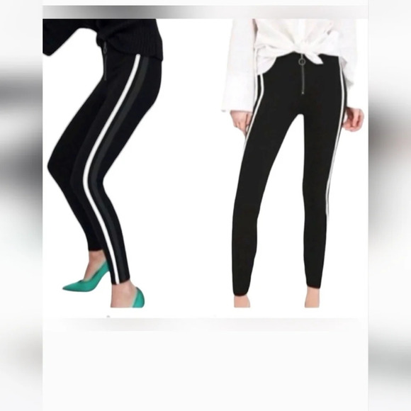 ZARA Black/striped stretch skinny pants. Size small - Picture 2 of 10